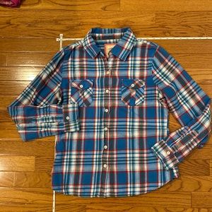 Bright blue plaid button up
